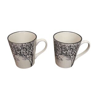 Ceramic Coffee Mug Black and White Tree Design